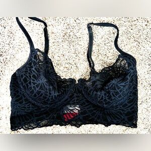 osie By Natori Bardot 3/4 Underwire Bra Black Unlined Lace Stretch Size 34B
